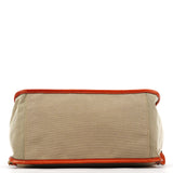 Chloe Beige Brown Canvas Leather Tote Bag