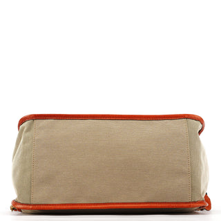 Chloe Beige Brown Canvas Leather Tote Bag