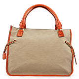 Chloe Beige Brown Canvas Leather Tote Bag
