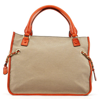 Chloe Beige Brown Canvas Leather Tote Bag