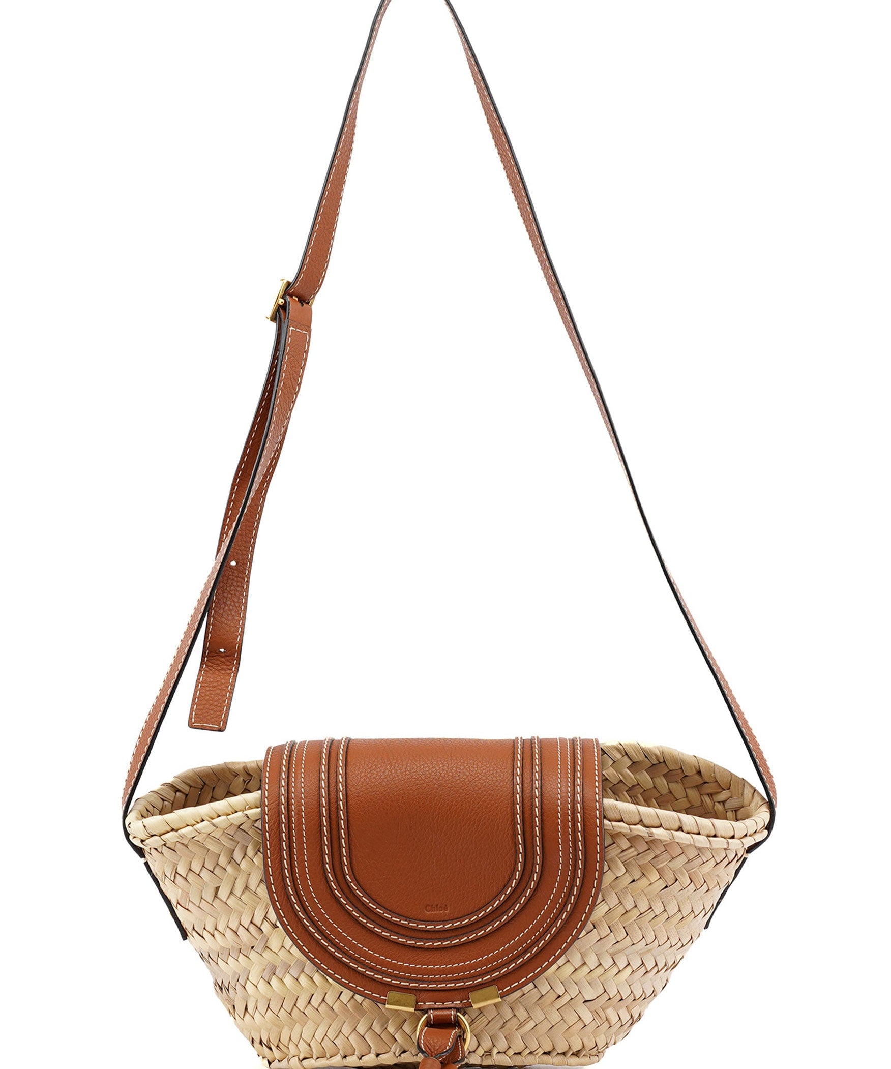 Chloé Beige Brown Marcie Basket Crossbody Bag