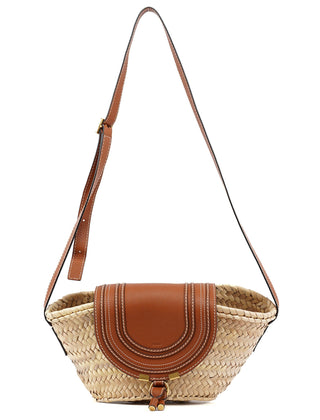 Chloé Beige Brown Marcie Basket Crossbody Bag