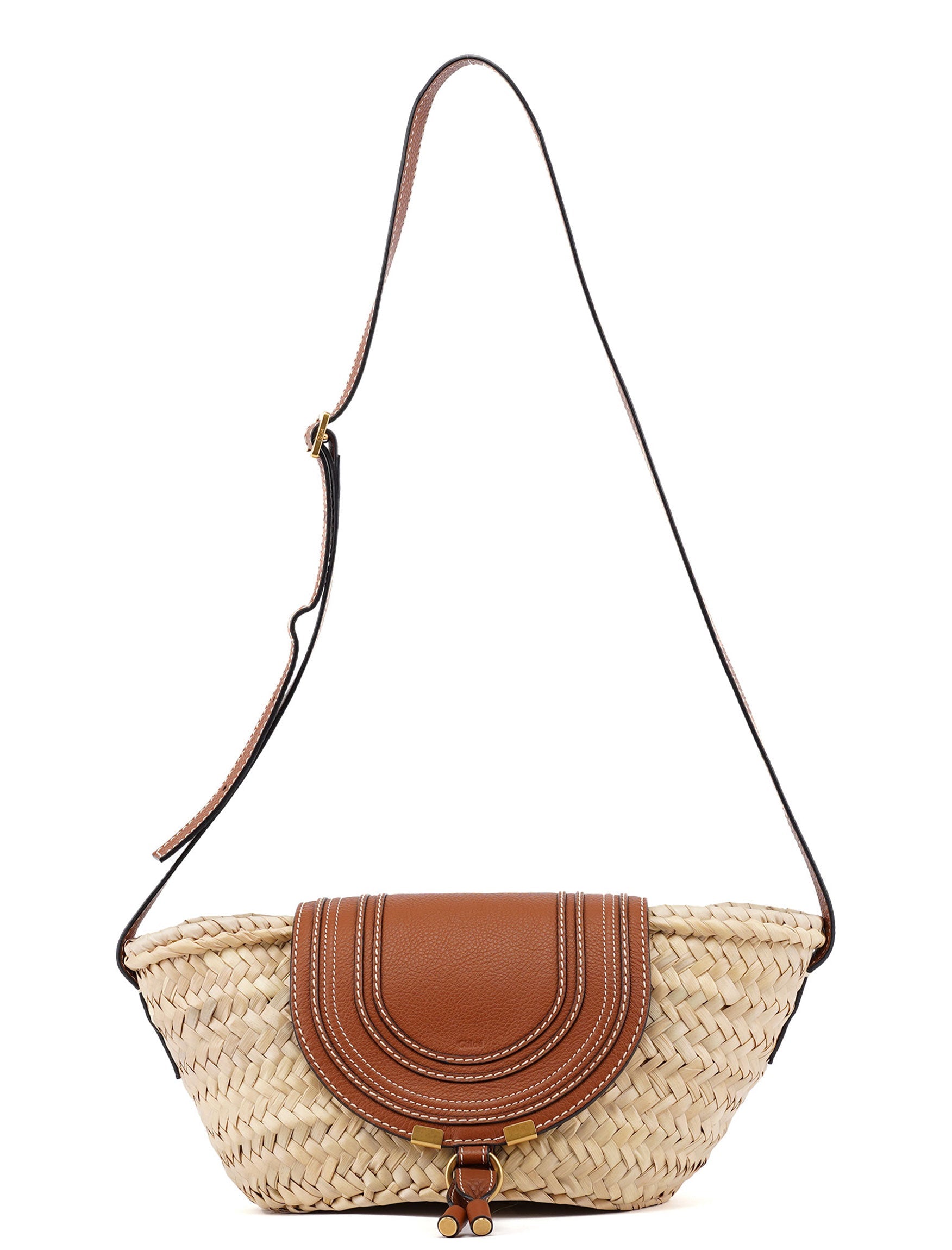 Chloé Beige Brown Marcie Basket Crossbody Bag