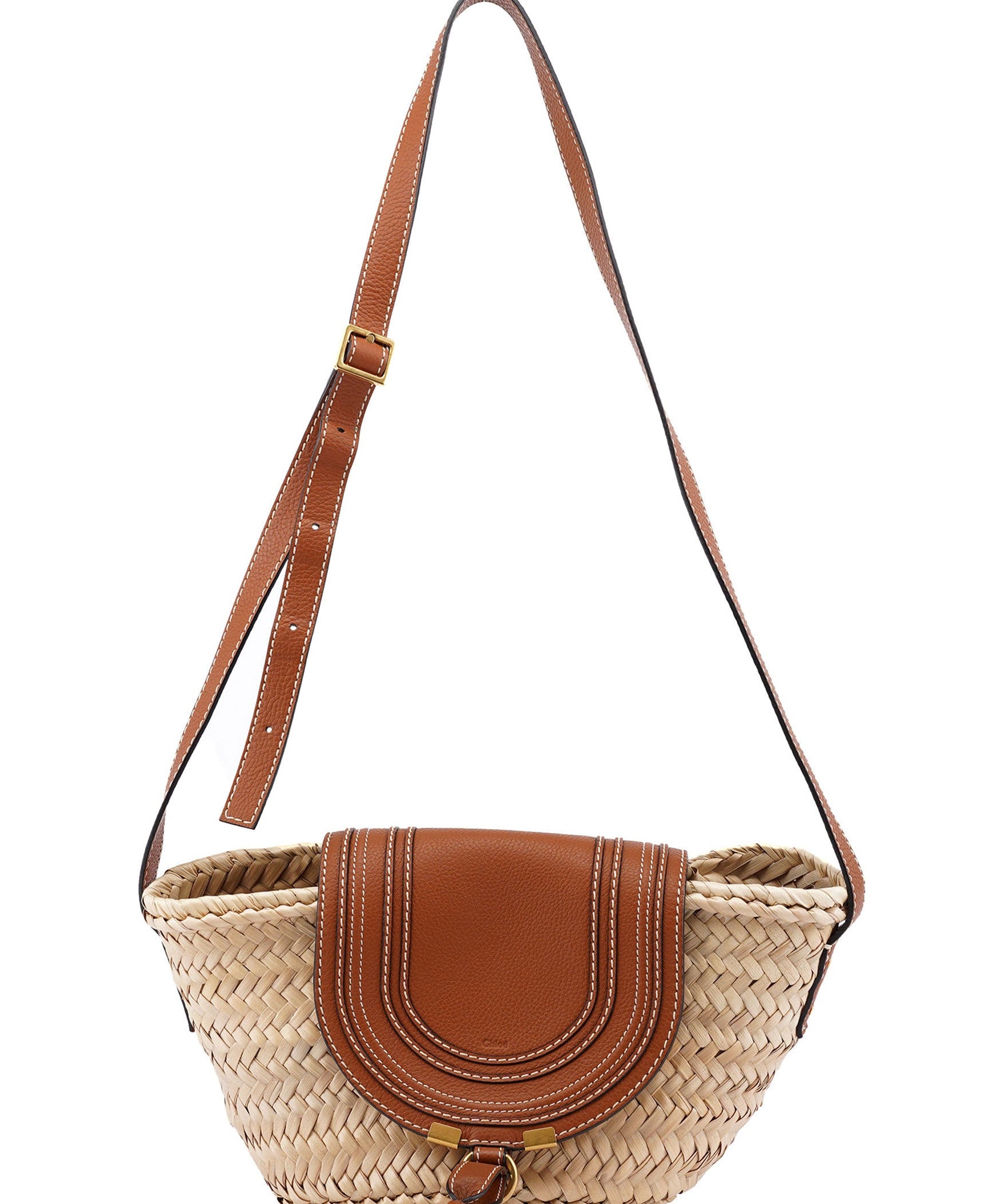 Chloé Beige Brown Marcie Basket Crossbody Bag