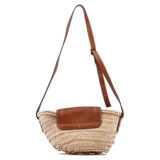 Chloé Beige Brown Marcie Basket Crossbody Bag