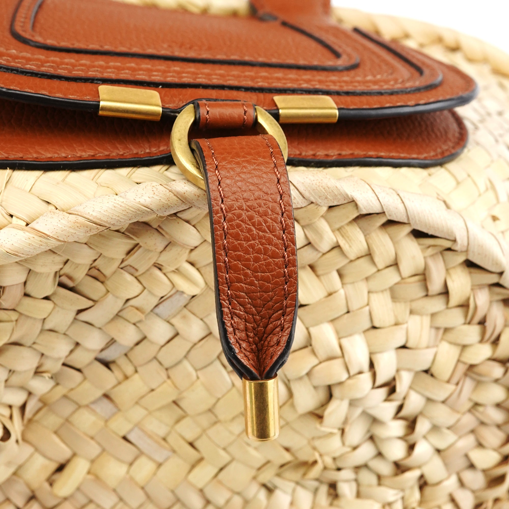 Chloe Beige Brown Raffia Marcie Basket Bag