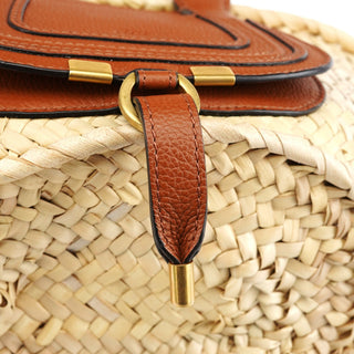 Chloe Beige Brown Raffia Marcie Basket Bag