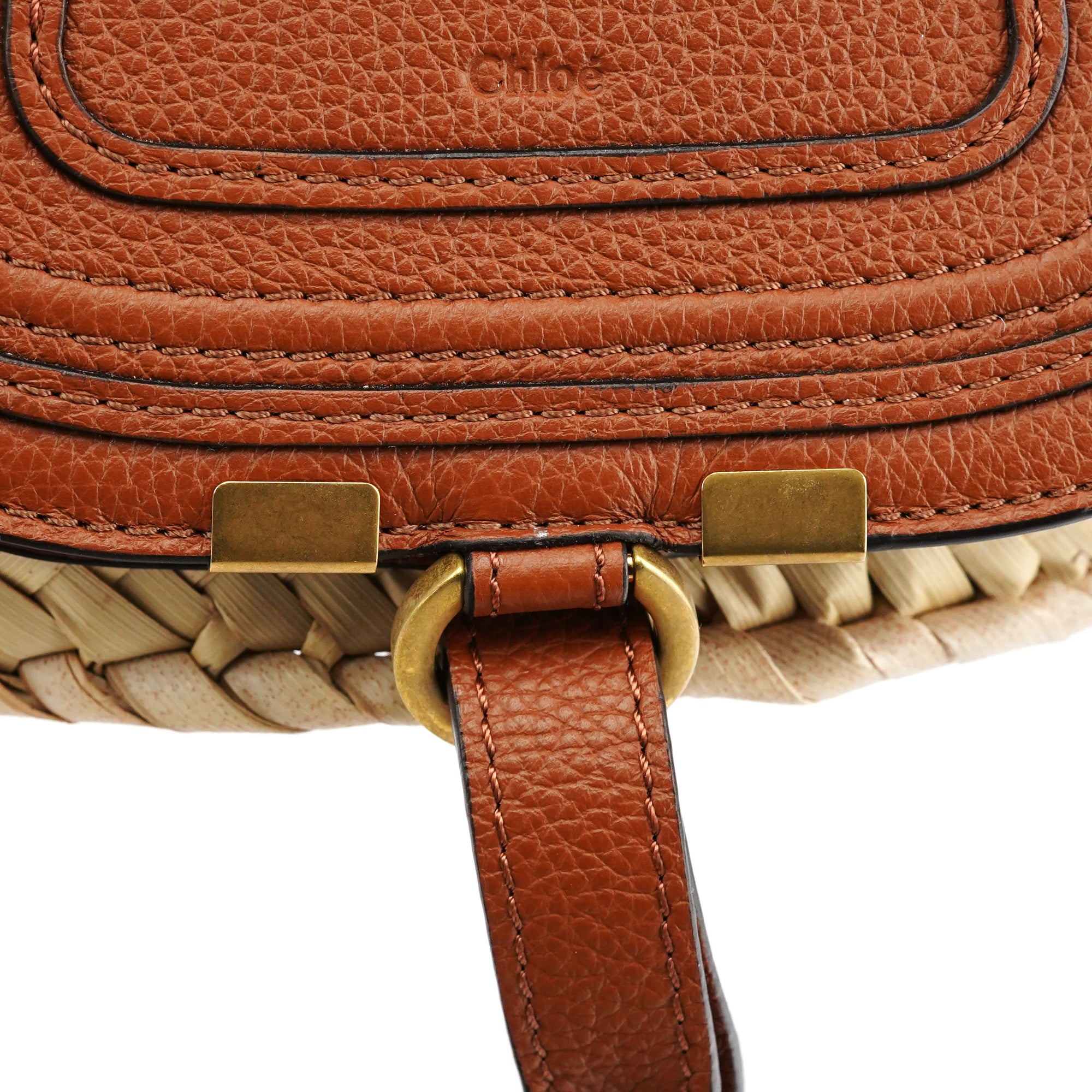 Chloe Beige Brown Raffia Marcie Basket Bag