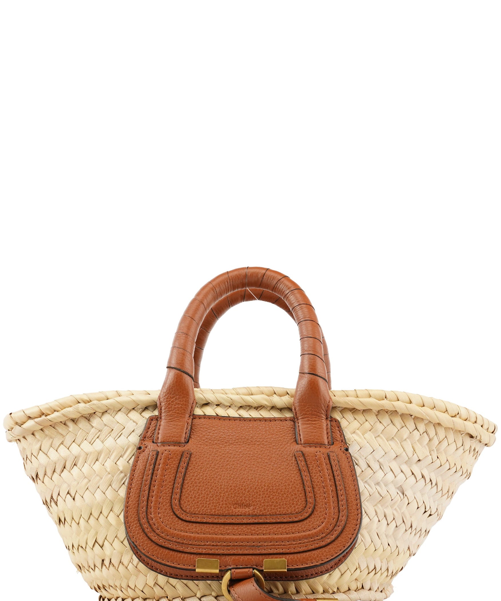 Chloe Beige Brown Raffia Marcie Basket Bag