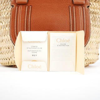 Chloe Beige Brown Raffia Marcie Tote Bag