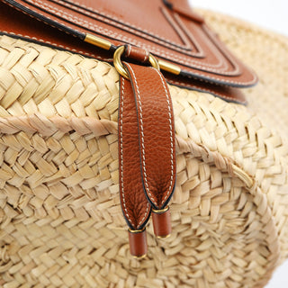 Chloe Beige Brown Raffia Marcie Tote Bag