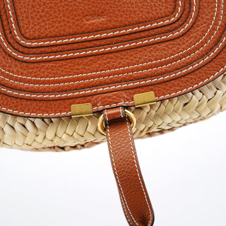 Chloe Beige Brown Raffia Marcie Tote Bag