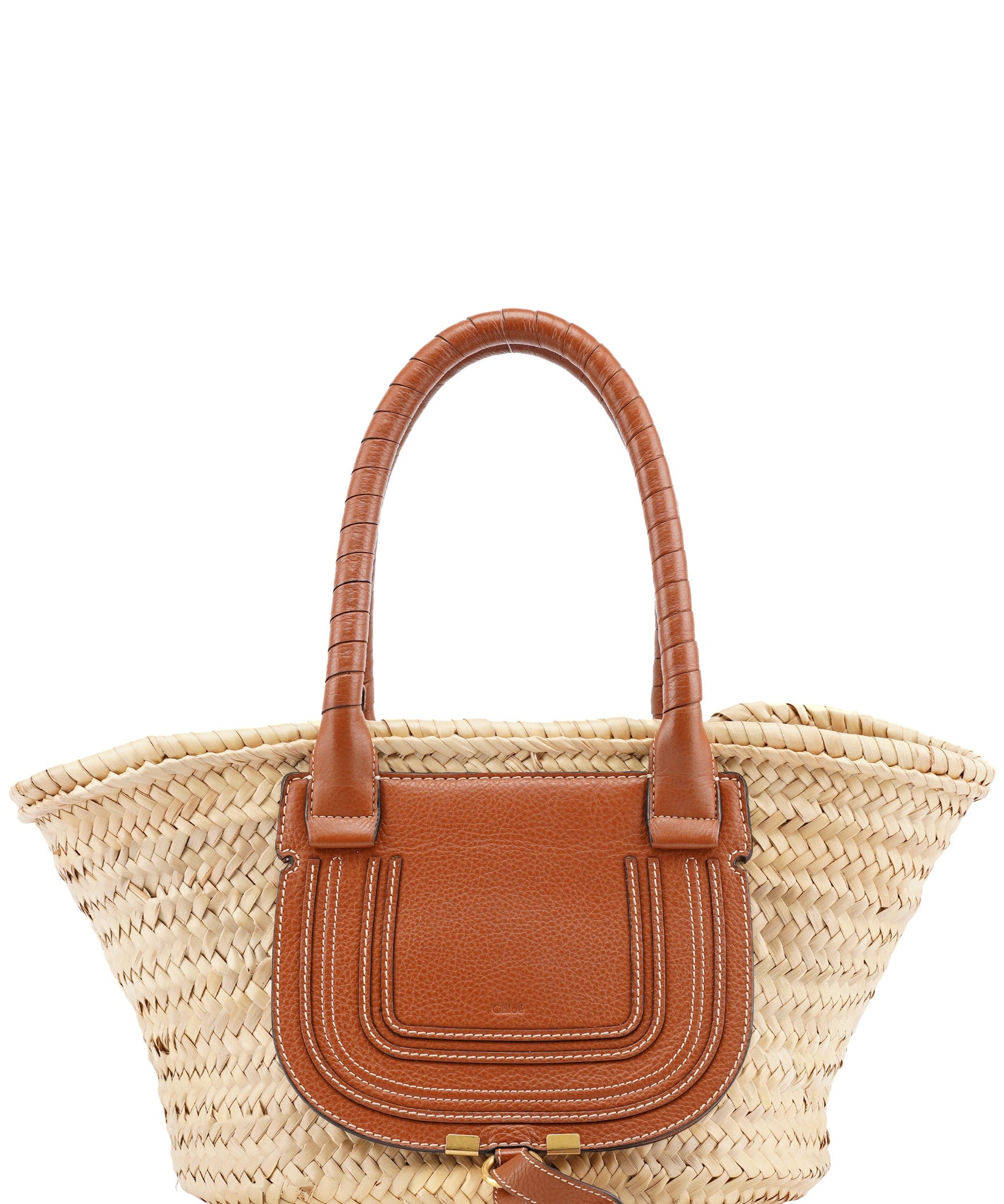 Chloe Beige Brown Raffia Marcie Tote Bag