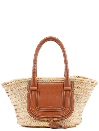 Chloe Beige Brown Raffia Marcie Tote Bag