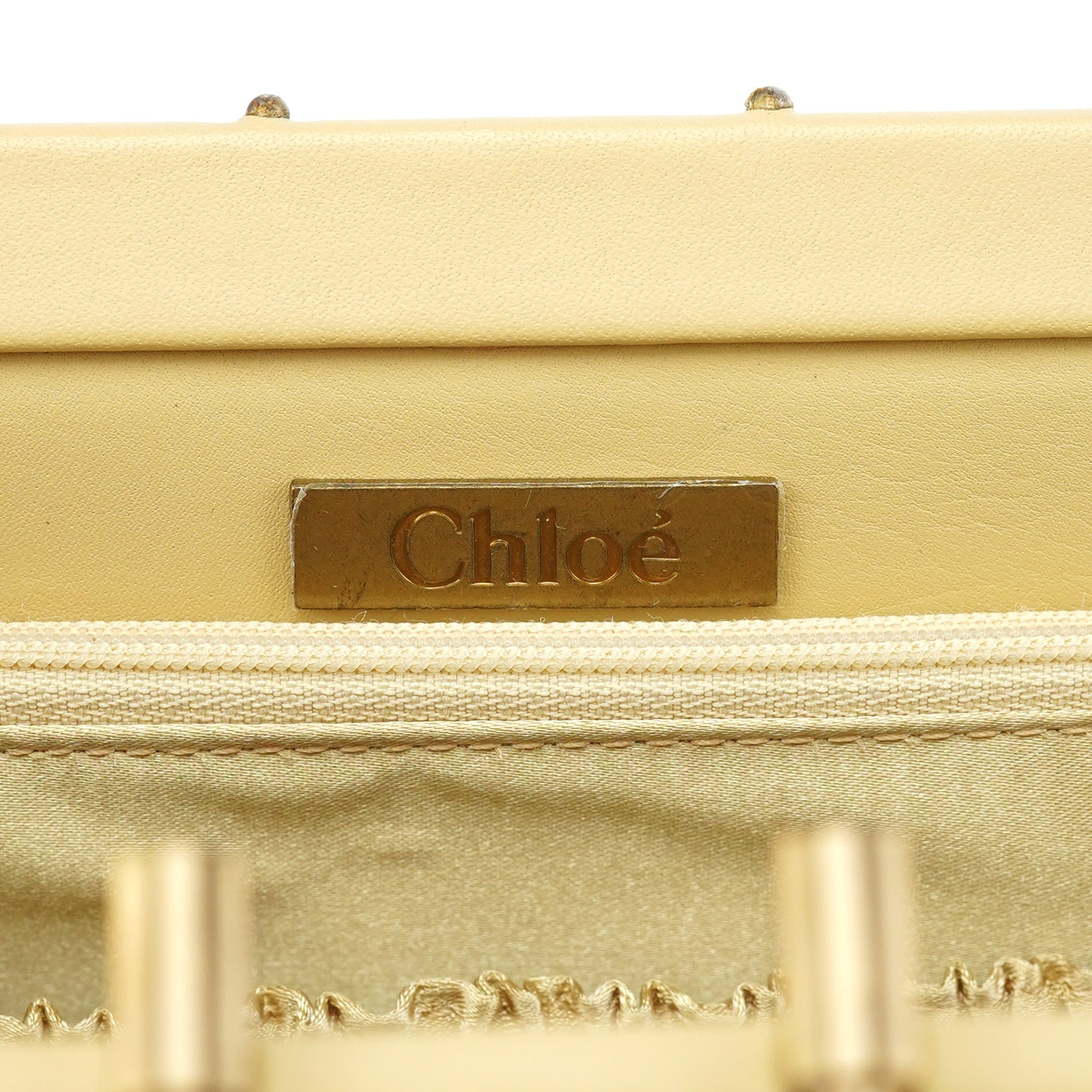 Chloé Beige Calfskin Embossed Leather Shoulder Bag