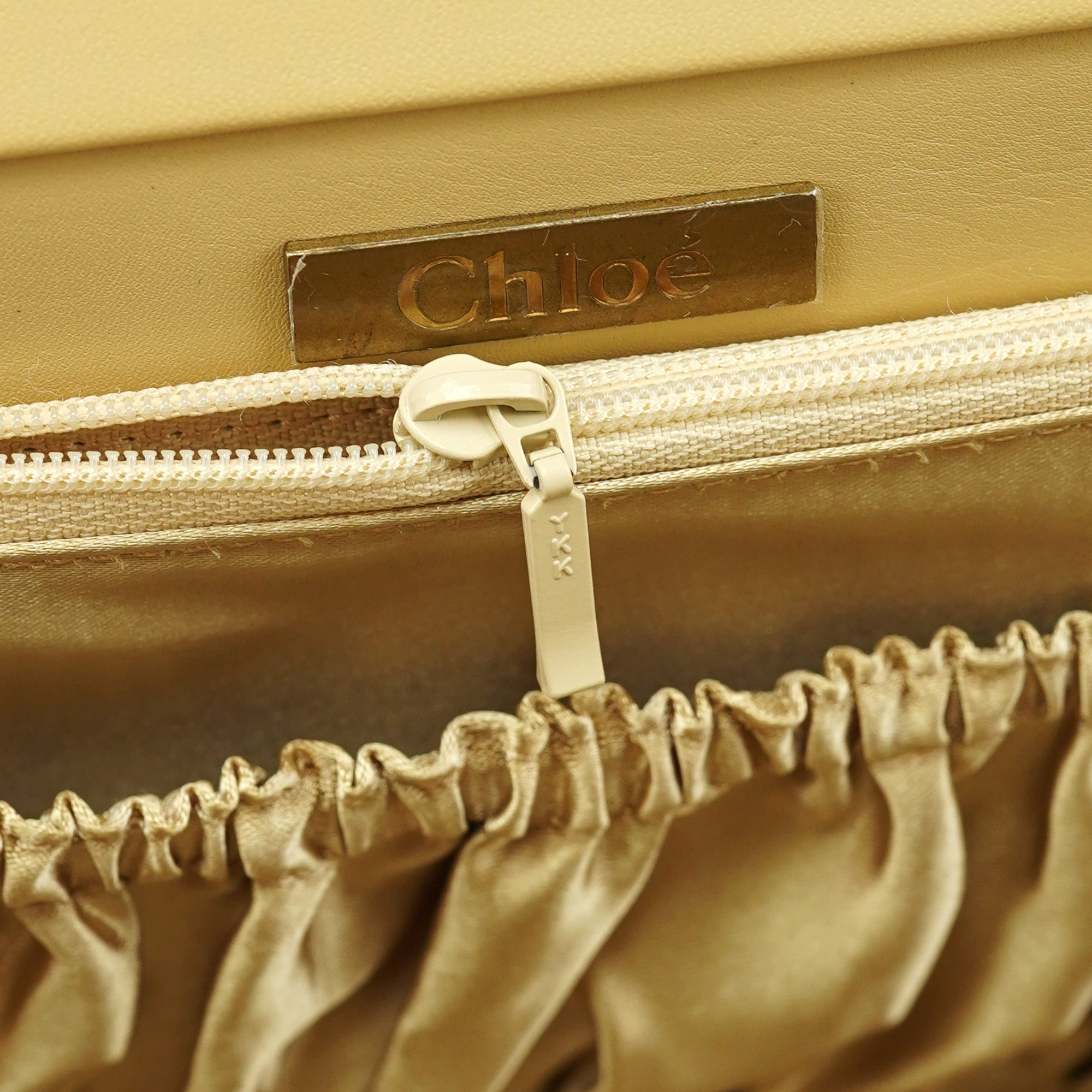 Chloé Beige Calfskin Embossed Leather Shoulder Bag