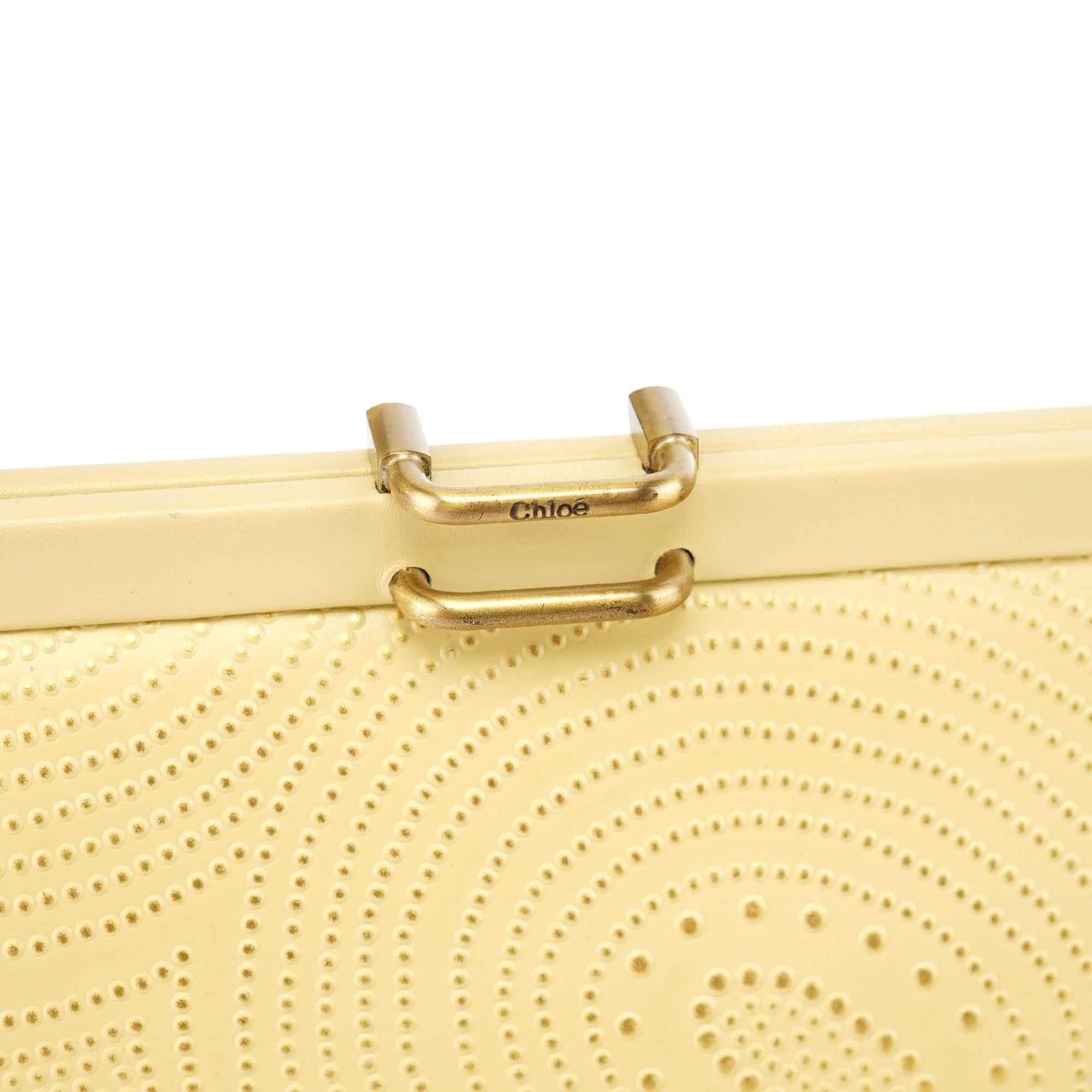 Chloé Beige Calfskin Embossed Leather Shoulder Bag