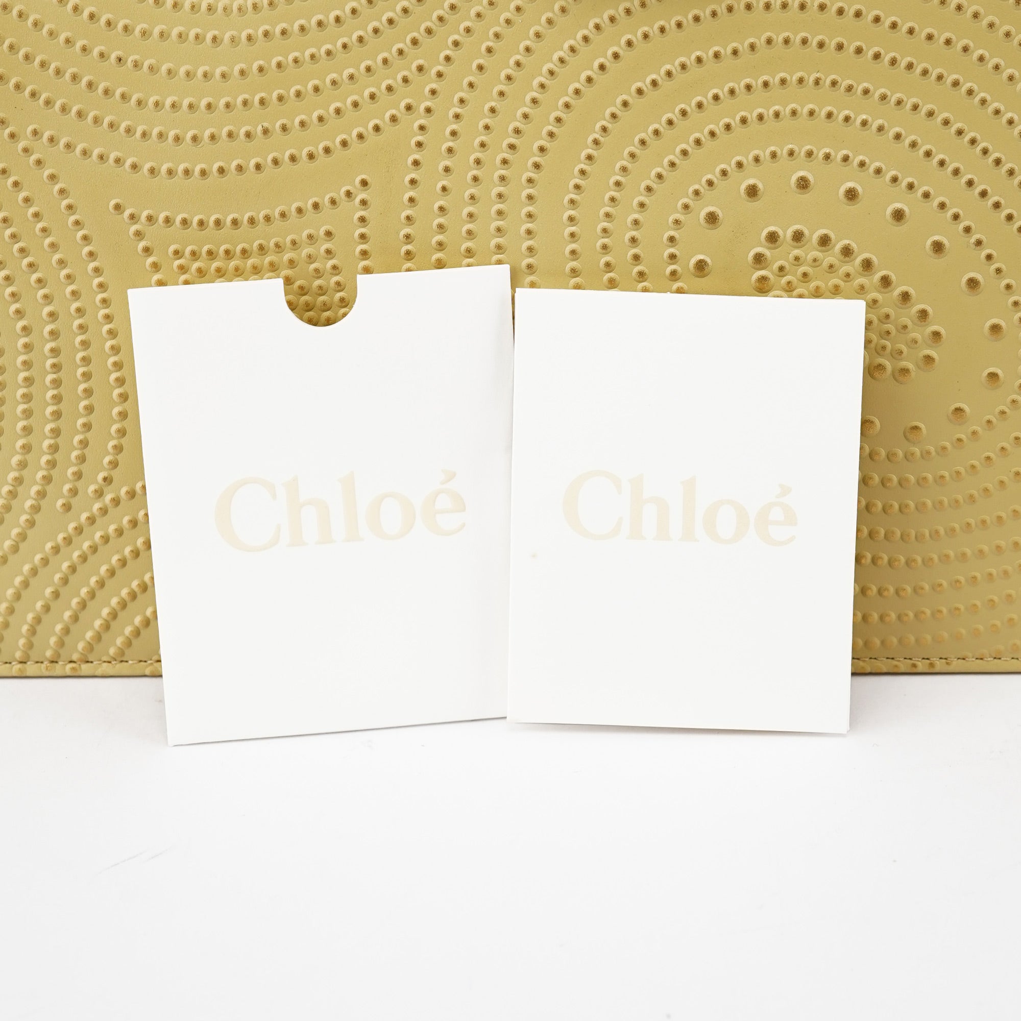 Chloé Beige Calfskin Embossed Leather Shoulder Bag
