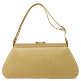 Chloé Beige Calfskin Embossed Leather Shoulder Bag