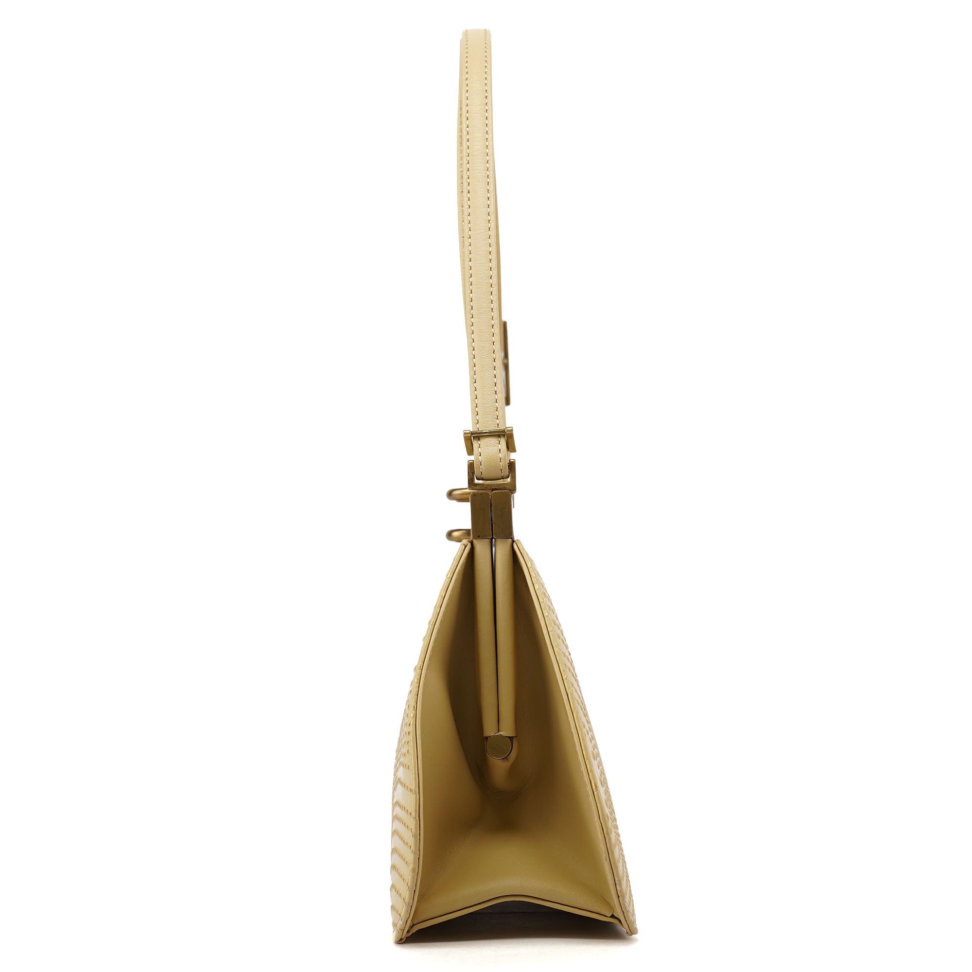 Chloé Beige Calfskin Embossed Leather Shoulder Bag