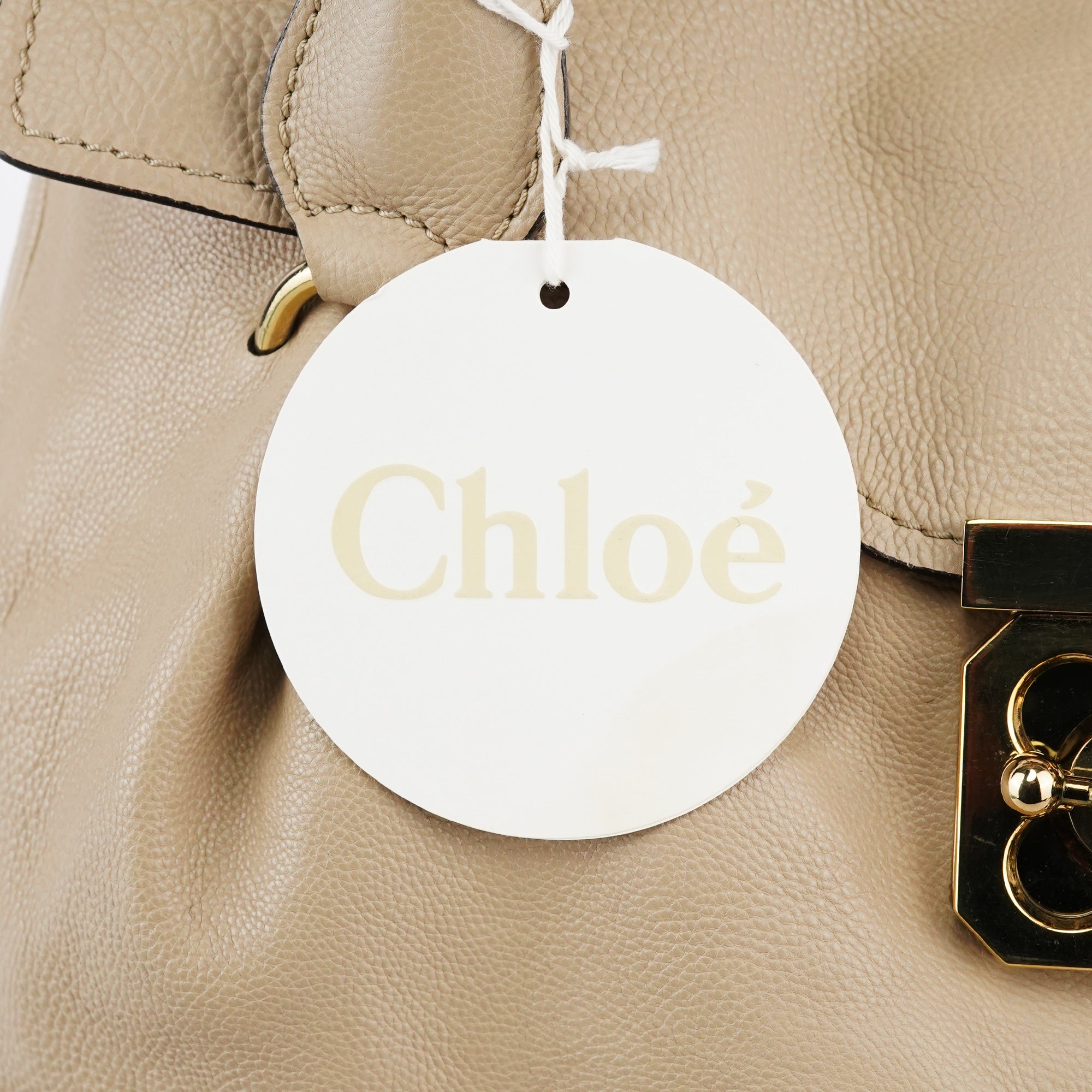 Chloé Sac à fermoir tournant en cuir de veau beige