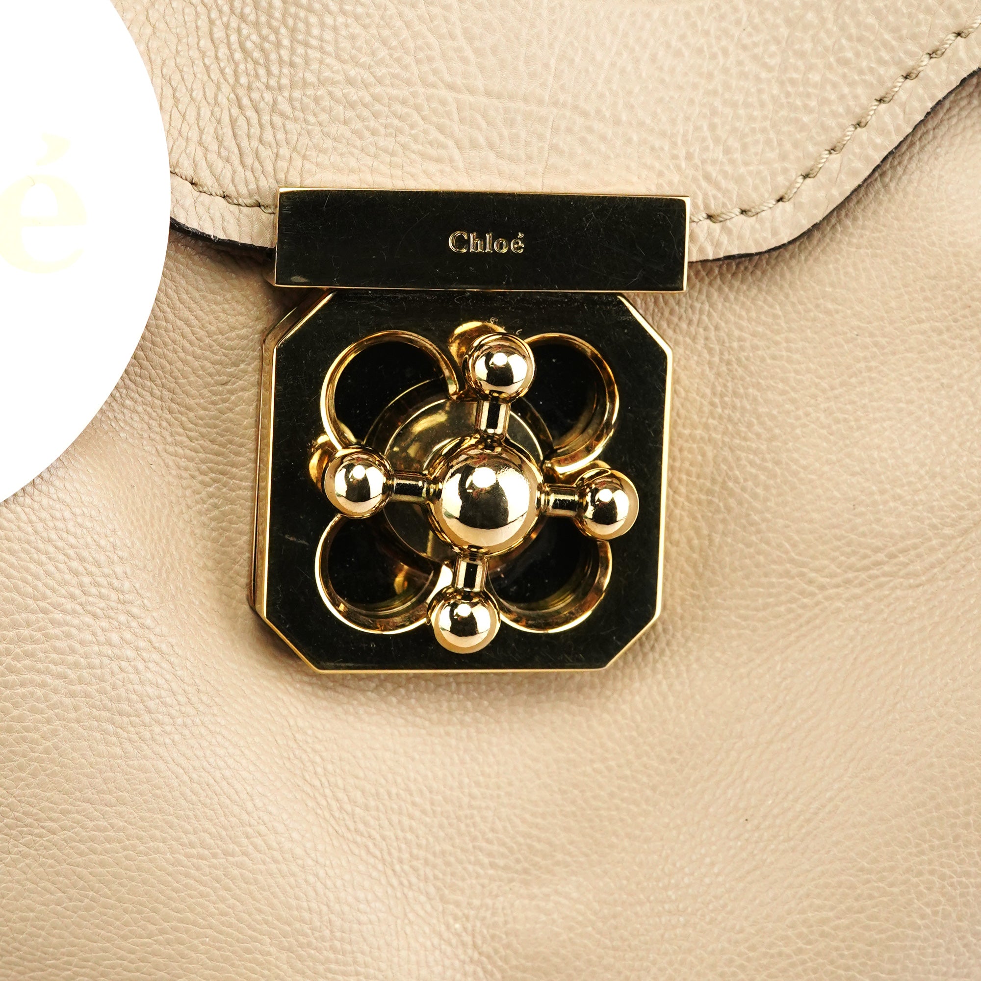 Chloé Sac à fermoir tournant en cuir de veau beige