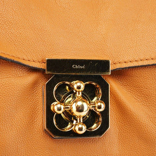 Chloé Beige Calfskin Turnlock 2-Way Bag