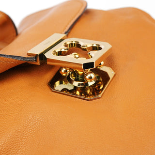 Chloé Beige Calfskin Turnlock 2-Way Bag