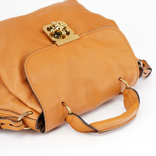 Chloé Beige Calfskin Turnlock 2-Way Bag
