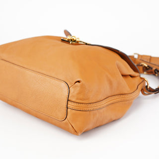 Chloé Beige Calfskin Turnlock 2-Way Bag