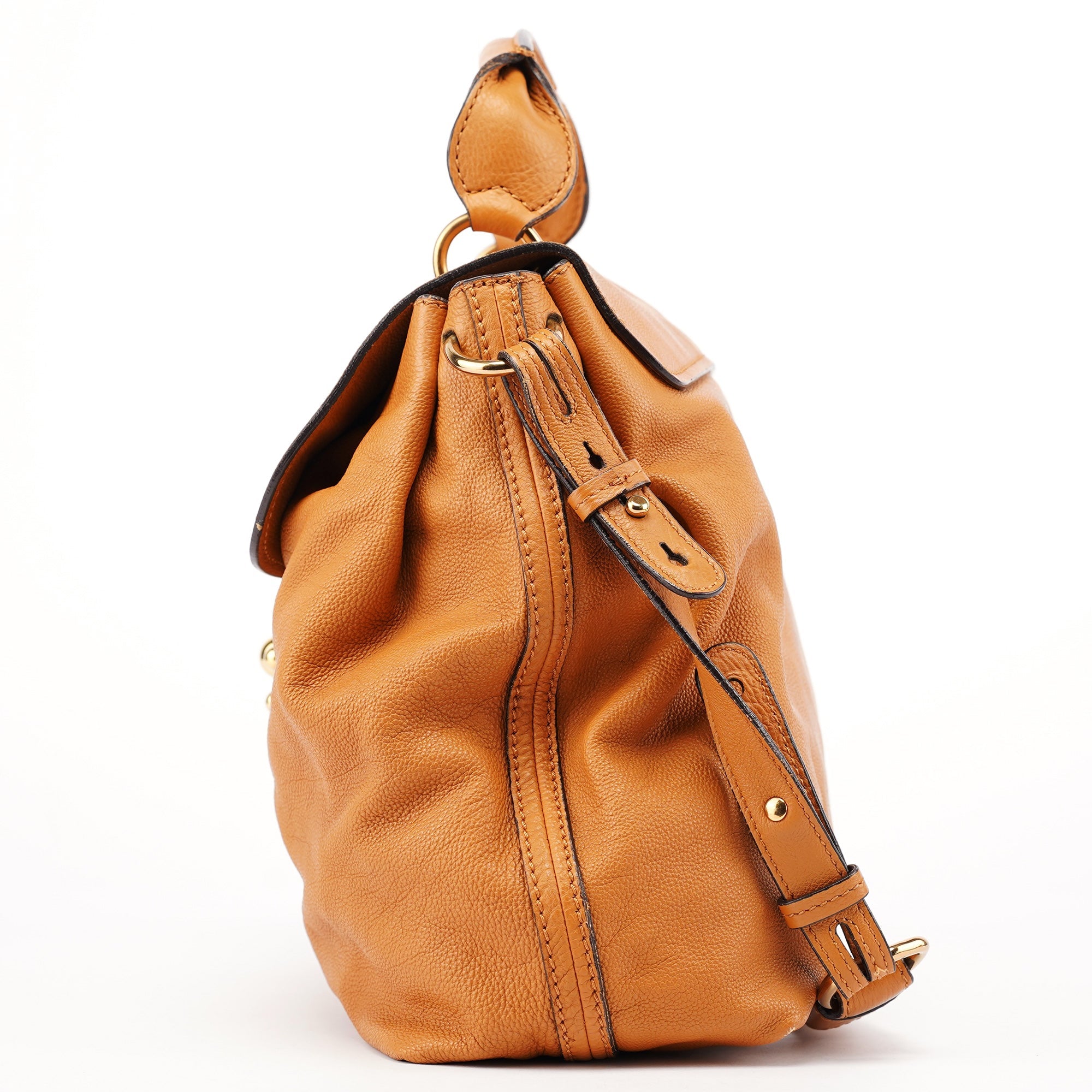 Chloé Beige Calfskin Turnlock 2-Way Bag
