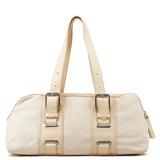 Chloé Beige Canvas Leather Boston Bag
