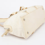Chloé Beige Canvas Leather Boston Bag