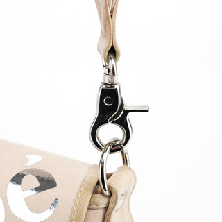 Chloe Beige Canvas Logo Flap Shoulder Bag