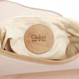Chloé Logo Schultertasche mit Überschlag aus beigem Canvas