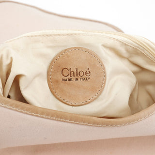 Chloe Beige Canvas Logo Flap Shoulder Bag