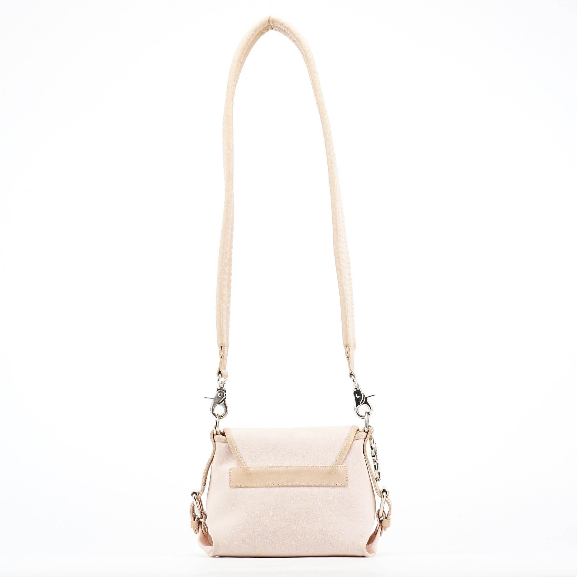 Chloé Logo Schultertasche mit Überschlag aus beigem Canvas