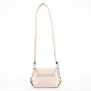 Chloe Beige Canvas Logo Flap Shoulder Bag