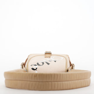 Chloe Beige Canvas Logo Flap Shoulder Bag