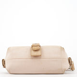 Chloé Logo Schultertasche mit Überschlag aus beigem Canvas