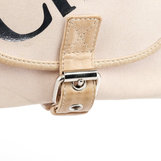 Chloe Beige Canvas Logo Flap Shoulder Bag