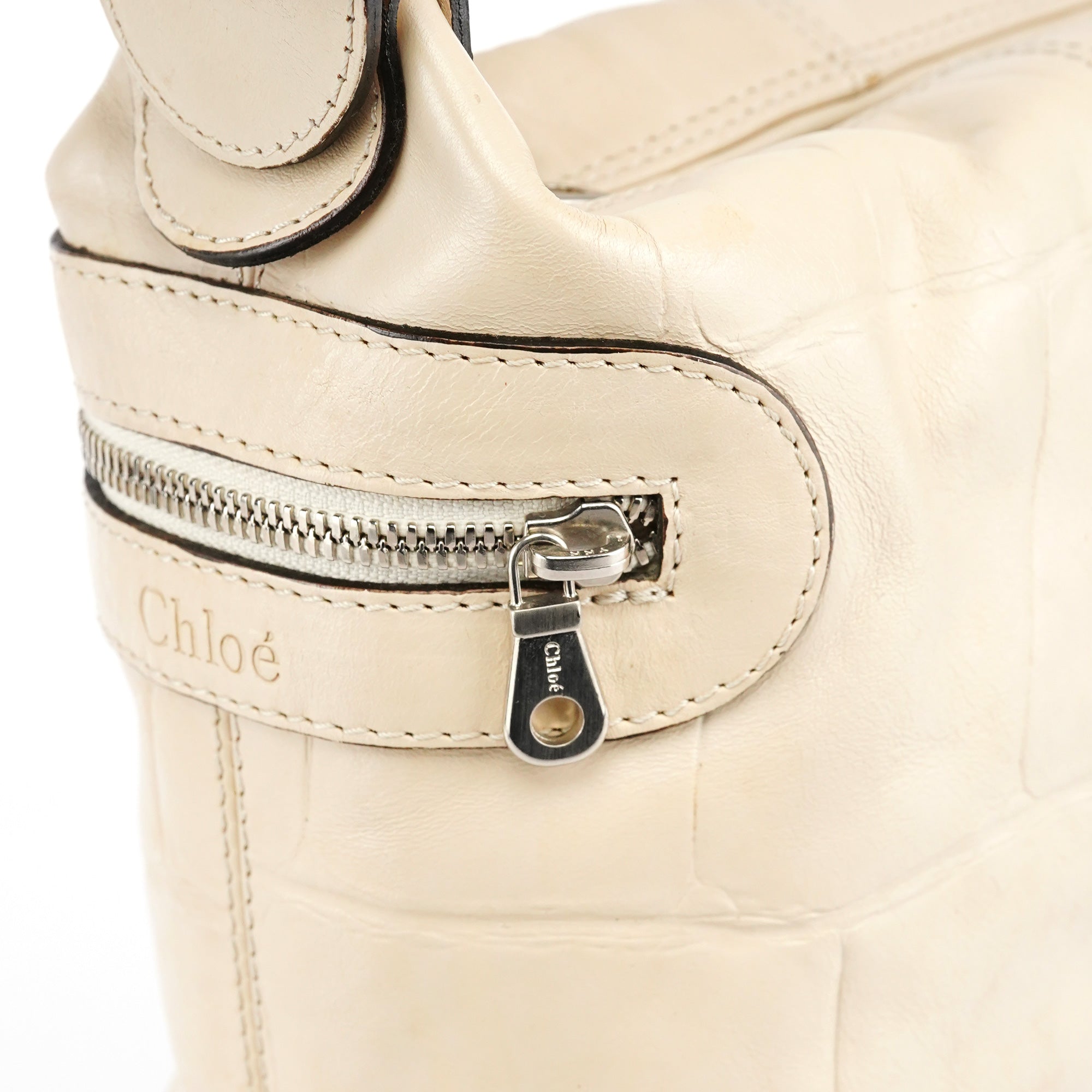Chloe Beige Embossed Leather Camera Bag