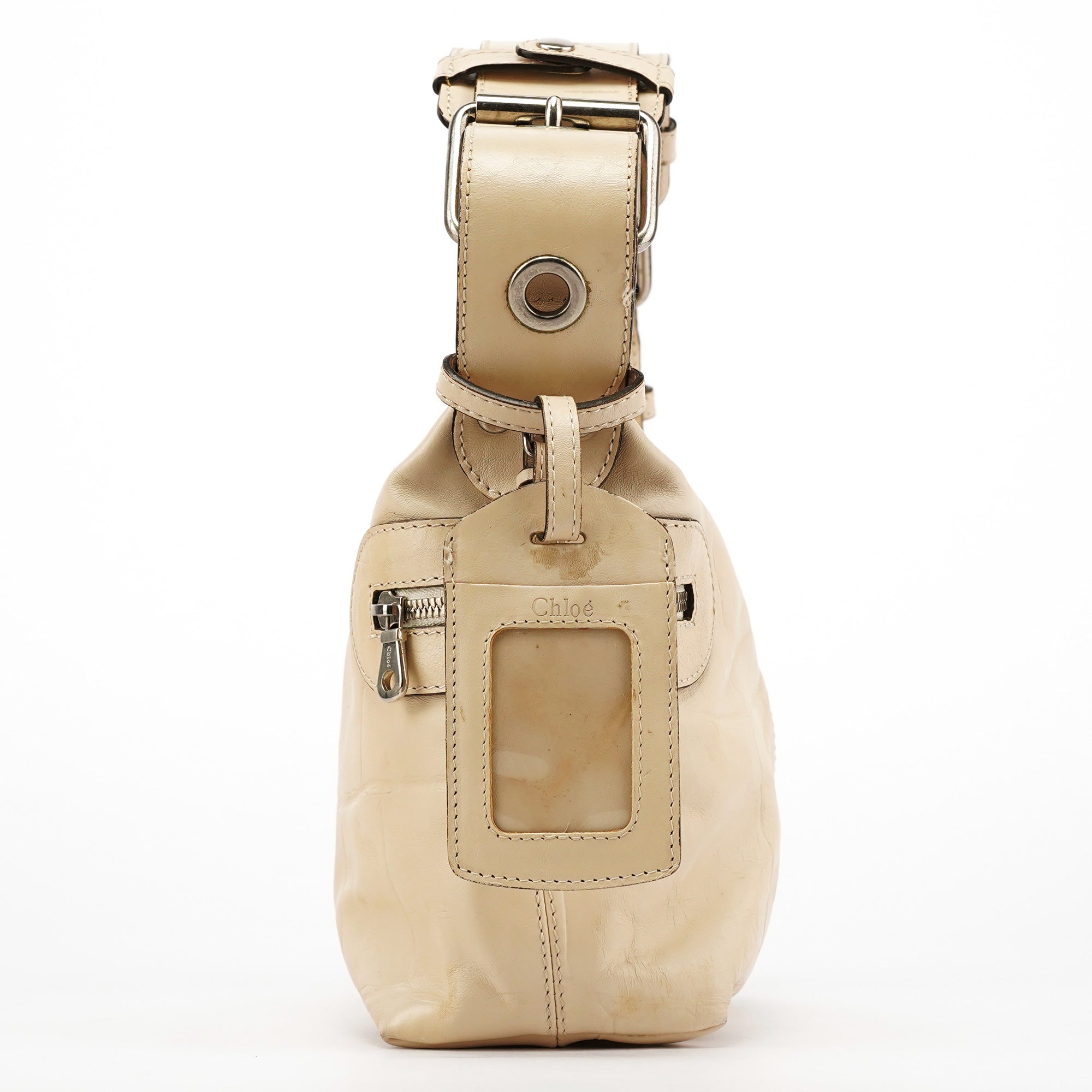 Chloe Beige Embossed Leather Camera Bag