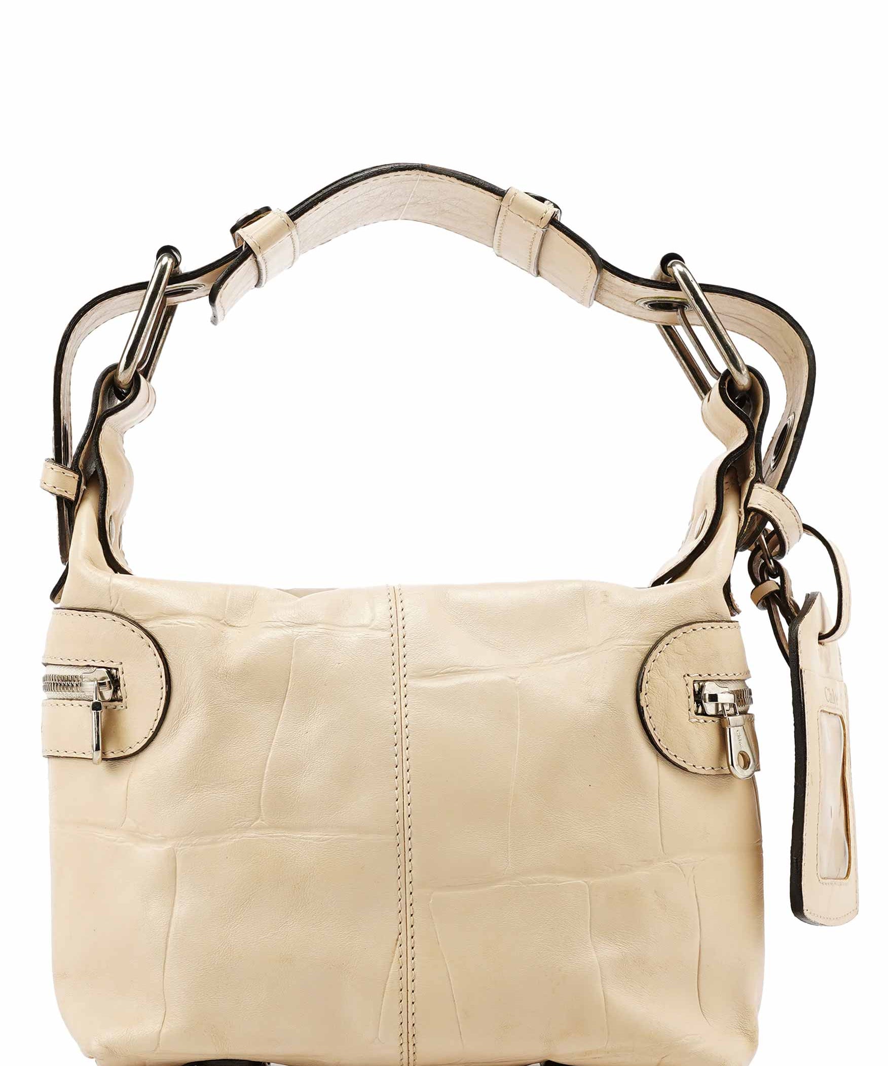 Chloe Beige Embossed Leather Camera Bag
