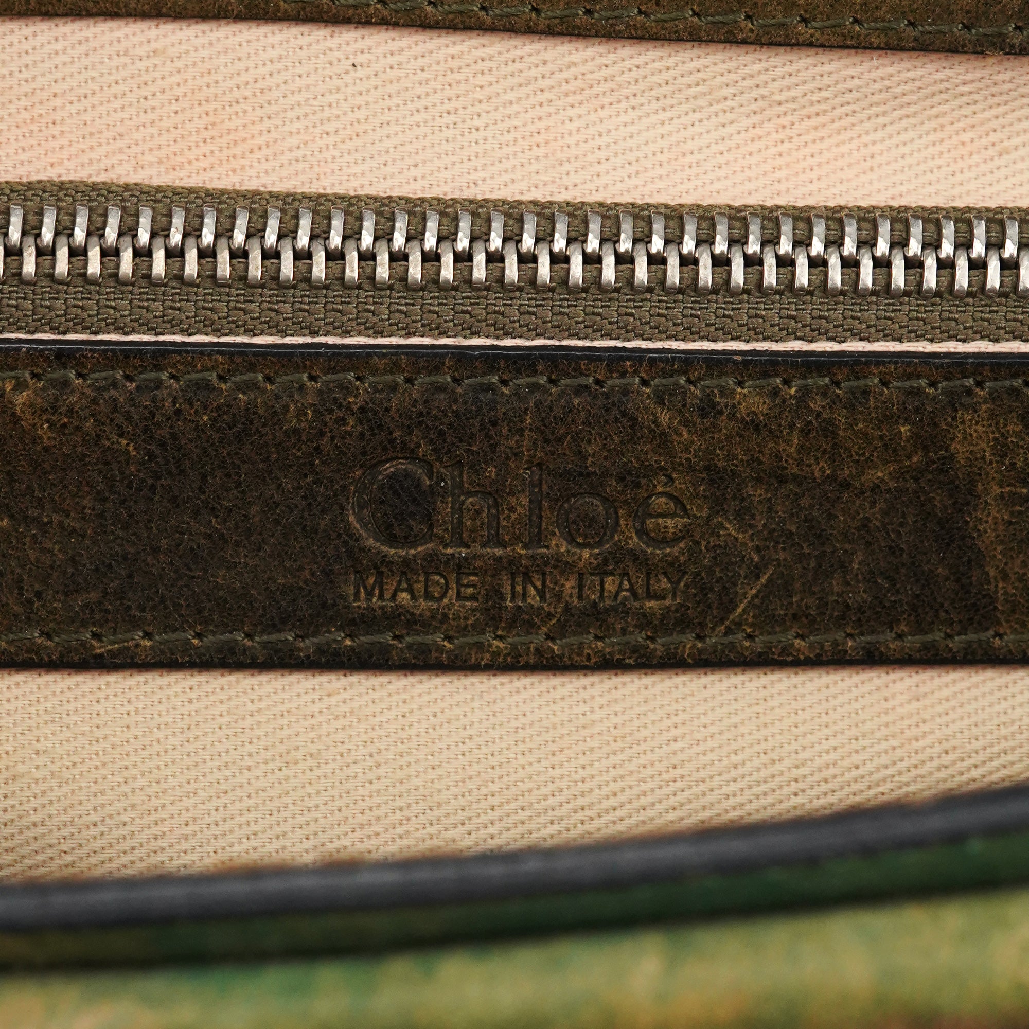 Chloé Borsa a mano Turnlock beige e verde