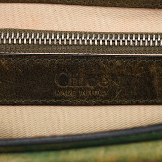 Chloe Beige Green Turnlock Top Handle Bag