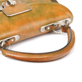 Chloe Beige Green Turnlock Top Handle Bag
