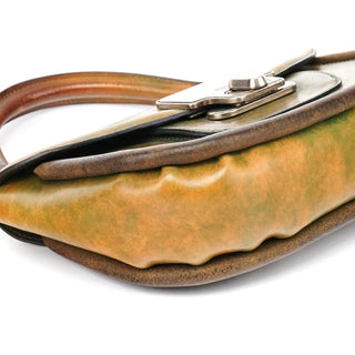 Chloe Beige Green Turnlock Top Handle Bag