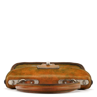 Chloe Beige Green Turnlock Top Handle Bag