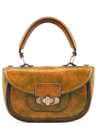 Chloe Beige Green Turnlock Top Handle Bag